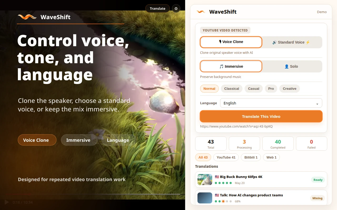 Choose language and voice