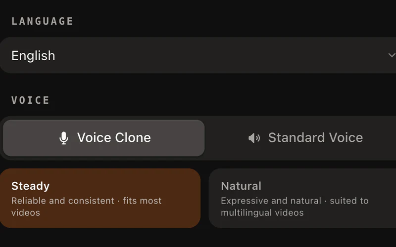 Pick language and voice in the side panel
